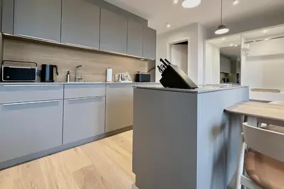 Küche/Küchenzeile in der Unterkunft Schöne Aussicht Rosenhagen Haus 4