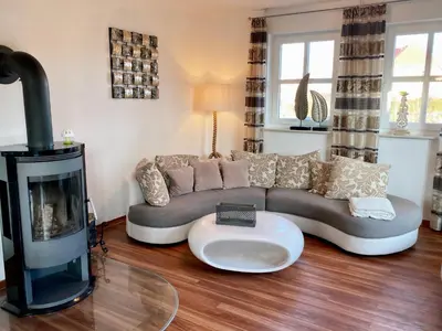 Ein Sitzbereich in der Unterkunft Ferienhaus 