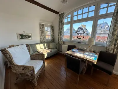 Ein Sitzbereich in der Unterkunft Villa Pension Strandhaus - adults only