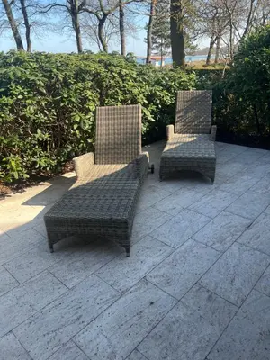 Ein Garten an der Unterkunft Dünenhaus Garten