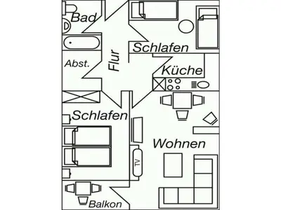 Grundriss der Unterkunft Perennial in the aft deck Comfortable holiday residence