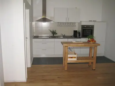 Küche/Küchenzeile in der Unterkunft Ferienwohnung Lübeck Falkenwiese
