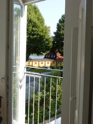 Ein Balkon oder eine Terrasse in der Unterkunft Ferienhaus Lübeck Falkenwiese