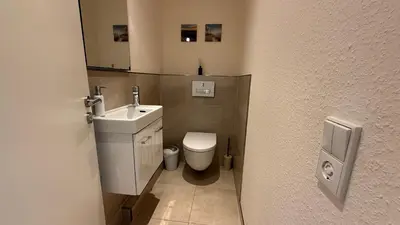 Ein Badezimmer in der Unterkunft Seemöwe Scharbeutz