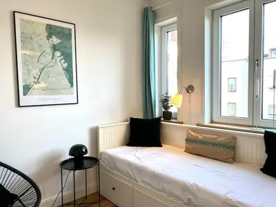 Ein Bett oder Betten in einem Zimmer der Unterkunft Boutique Apartment im charmanten Altbau