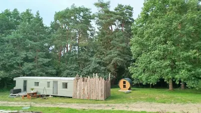 Ein Garten an der Unterkunft Mobil House auf Tierschutz Landhof inmitten der Natur bei Lübeck