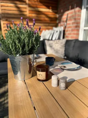 Ein Sitzbereich in der Unterkunft Cosy Dream Scharbeutz