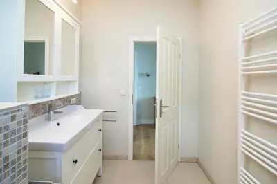 Ein Badezimmer in der Unterkunft Villa Dünenblick Apartment Strandkieker