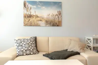 Ein Sitzbereich in der Unterkunft Ferienwohnung Ostseekoje - Haffkrug