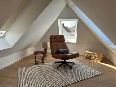 Ein Sitzbereich in der Unterkunft Seestern