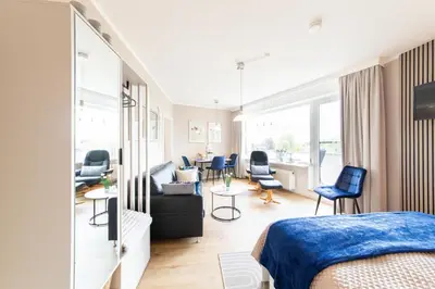 Ein Sitzbereich in der Unterkunft Ferienwohnung Wind Sonne Wellen - Scharbeutz