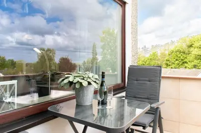 Ein Balkon oder eine Terrasse in der Unterkunft Ferienwohnung Wind Sonne Wellen - Scharbeutz