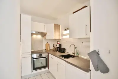 Küche/Küchenzeile in der Unterkunft Ferienanlage Bergstraße 62 Ferienhaus Bergstraße 62 Appartement 5 Tide am Park