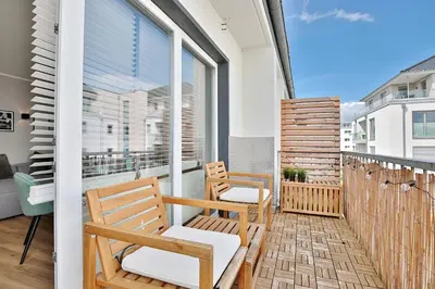 Ein Balkon oder eine Terrasse in der Unterkunft Alte Post Strandmuschel Appartement 3