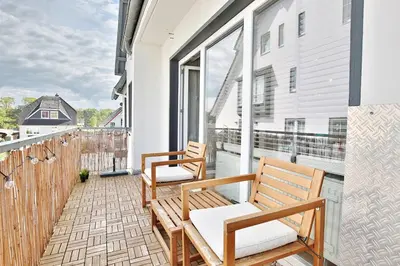 Ein Balkon oder eine Terrasse in der Unterkunft Alte Post Strandmuschel Appartement 3