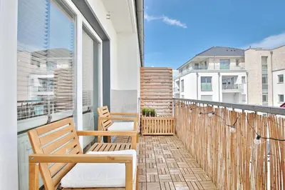 Ein Balkon oder eine Terrasse in der Unterkunft Alte Post Strandmuschel Appartement 3