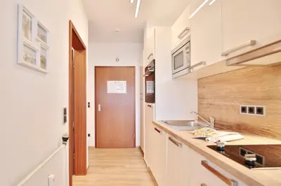 Küche/Küchenzeile in der Unterkunft Ferienhaus Dornkampstraße 1 Ostseewelle Appartement 5