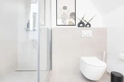 Ein Badezimmer in der Unterkunft Apartments an der Vorderreihe - Parkplätze nach Verfügbarkeit