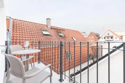 Ein Balkon oder eine Terrasse in der Unterkunft Apartments an der Vorderreihe - Parkplätze nach Verfügbarkeit