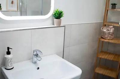 Ein Badezimmer in der Unterkunft Flussblick am Töpferberg 1