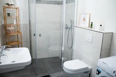 Ein Badezimmer in der Unterkunft Flussblick am Töpferberg 1