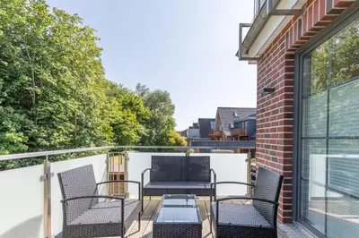 Ein Balkon oder eine Terrasse in der Unterkunft Haus Aaron Fehlingstraße, Fewo 223
