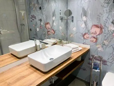 Ein Badezimmer in der Unterkunft Trelleborgallee, Fewo 179