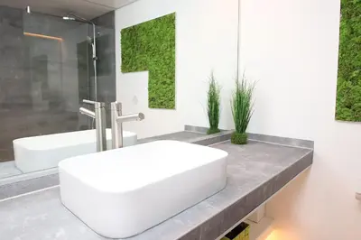 Ein Badezimmer in der Unterkunft Trelleborgallee, Fewo 189