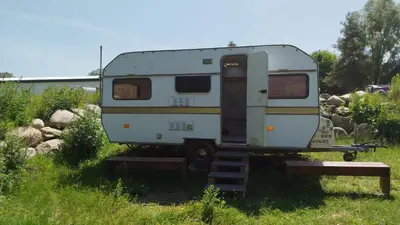 Grundriss der Unterkunft Heller Wohnwagen auf Tierschutz Landhof inmitten der Natur
