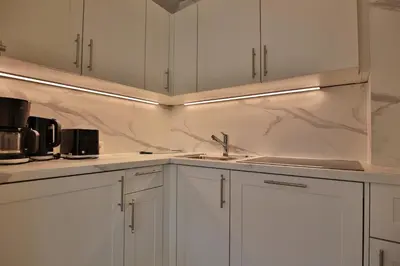 Küche/Küchenzeile in der Unterkunft Residenz Weedkroog 13 Appartement 8