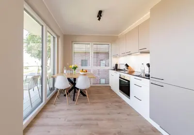 Küche/Küchenzeile in der Unterkunft Ferienwohnung Villa Heidenreich Nr.3 - Scharbeutz