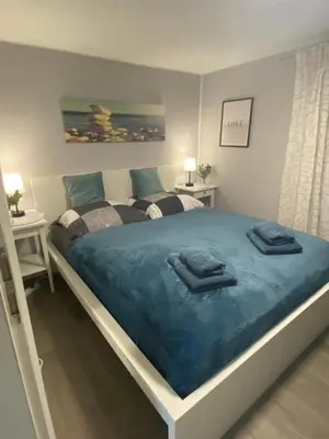 Ein Bett oder Betten in einem Zimmer der Unterkunft Kleine Koje im Souterrain