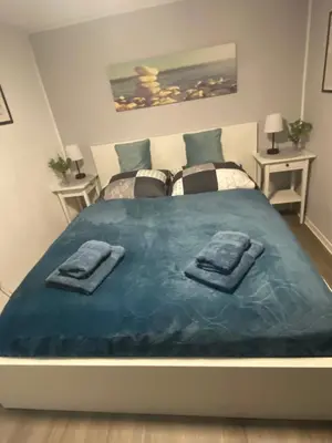 Ein Bett oder Betten in einem Zimmer der Unterkunft Kleine Koje im Souterrain
