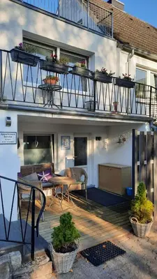 Ein Balkon oder eine Terrasse in der Unterkunft Kleine Koje im Souterrain