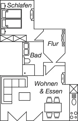 Grundriss der Unterkunft Objekt-Nr 65 - Priwall - Mecklenburger Landstraße