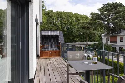 Ein Balkon oder eine Terrasse in der Unterkunft Hafenglück