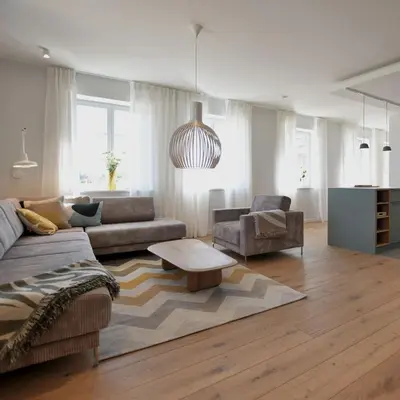 Ein Sitzbereich in der Unterkunft Schöne Aussicht Rosenhagen Haus 3