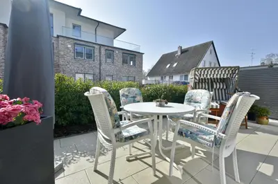 Ein Balkon oder eine Terrasse in der Unterkunft Objekt-Nr 234 - Priwall - Mecklenburger Landstraße
