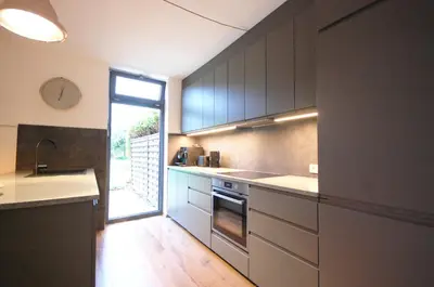 Küche/Küchenzeile in der Unterkunft Ferienhaus mit Blick über die Felder und Golfplatz