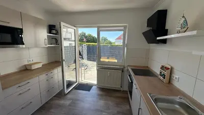Küche/Küchenzeile in der Unterkunft Hansestube zentrale 3 Zimmer Ferienwohnung mit Terrasse 73m2
