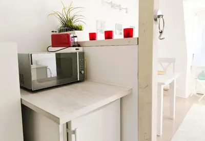 Küche/Küchenzeile in der Unterkunft Freibeuter Appartement Nr 27 Scharbeutz