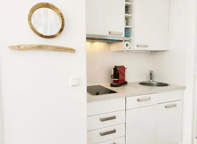 Küche/Küchenzeile in der Unterkunft Freibeuter Appartement Nr 27 Scharbeutz