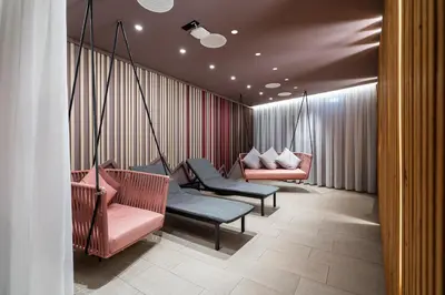 Ein Sitzbereich in der Unterkunft Godewindpark Deluxe-Suite 2-15