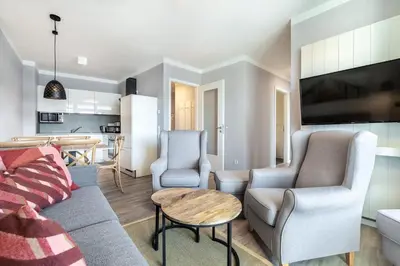 Ein Sitzbereich in der Unterkunft Godewindpark Deluxe-Suite 2-17