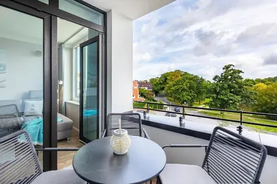 Ein Balkon oder eine Terrasse in der Unterkunft Godewindpark Exklusives Apartment 3-16
