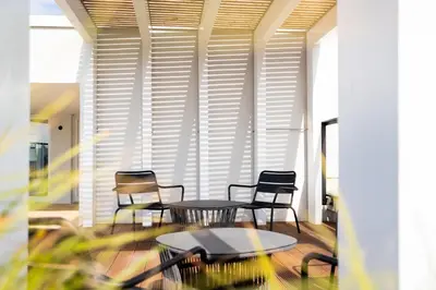 Grundriss der Unterkunft Godewindpark Deluxe-Apartment 2-07 mit Strandkorb am Strand