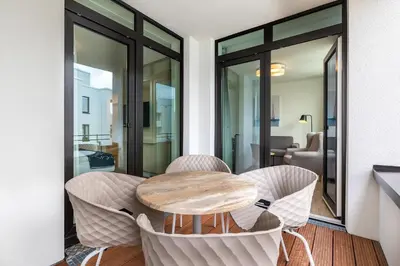 Ein Sitzbereich in der Unterkunft Godewindpark Deluxe-Apartment 2-11