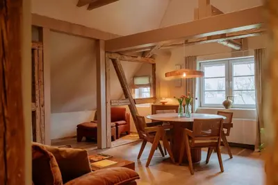 Ein Sitzbereich in der Unterkunft Design Hideaway On The Lauenburg Lake District