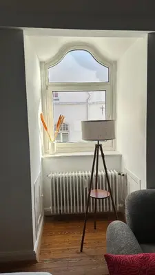 Ein Sitzbereich in der Unterkunft Hanse Room Lübeck