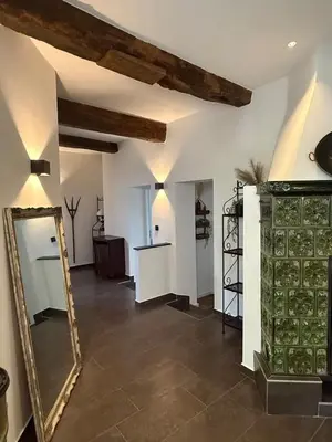 Küche/Küchenzeile in der Unterkunft Müllerstube im historischen Müllerhaus